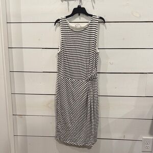 Kaileigh Black and White Striped Midi Dress